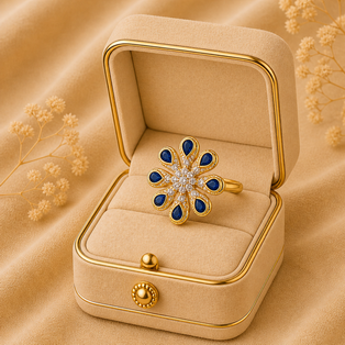 MEENA COLLECTION RING 8 LEAF, ROSE LOOK