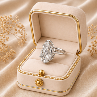 WORK ON STONE PEAR DROP SHAPE CUT RING Silver
