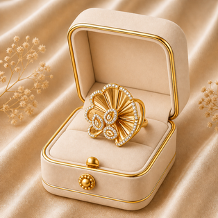 DESIGNER RING PEAR DROP SHAPE CUT 3 PEAR ROSE COLLECTION