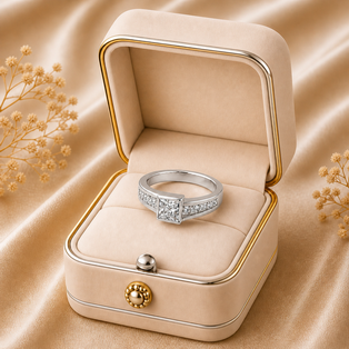 SOLITAIRE RING 1 PRINCESS CUT Silver