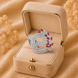 RAJMUDRA EXCLUSIVE RINGS COLOUR STONE GOTALA CIRCLE Silver